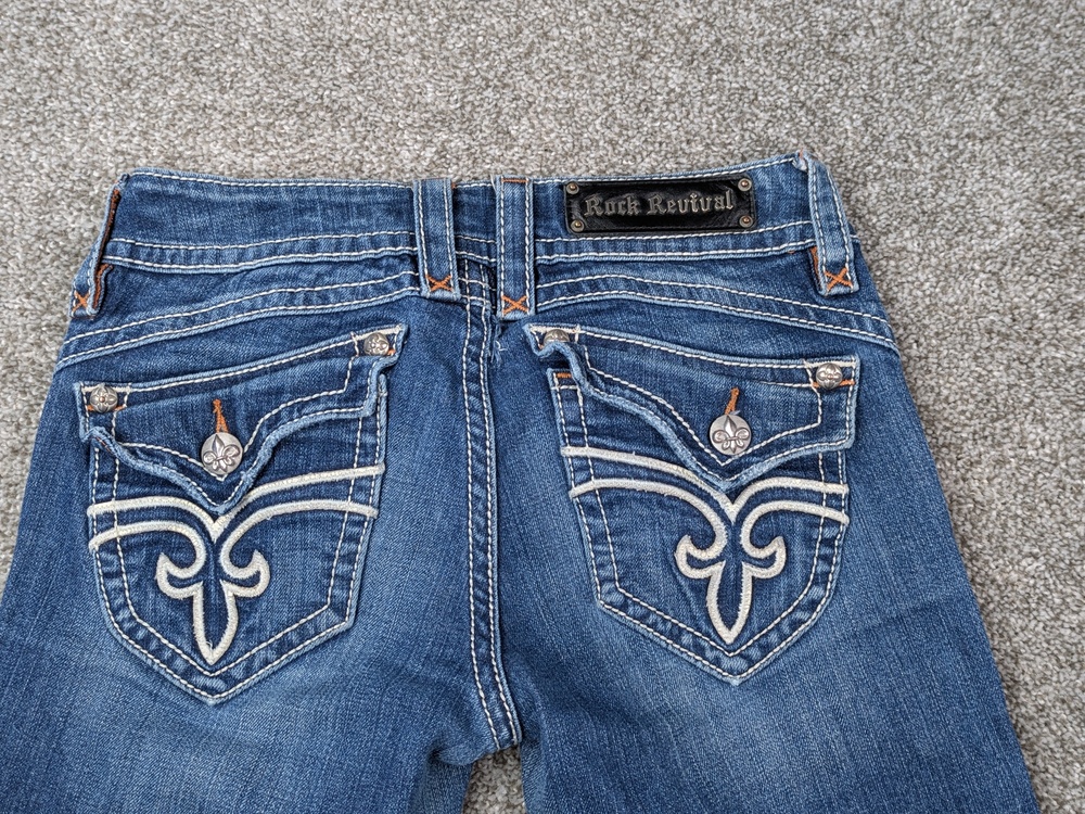 Rock Revival Jeans Womens 29 Bootcut Stephanie Distressed Embroidered Denim